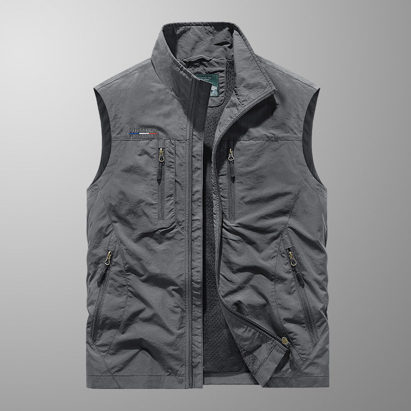 Men's Multifunctional Outdoor Utility Vest with Mesh Lining and Numerous Pockets Mune Fashion