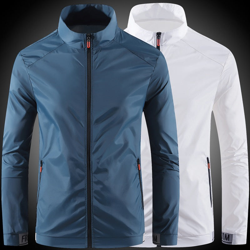Men's nano ultralight windproof leisure jacket with stand-up collar concealed zipper and zippered pockets Mune Fashion