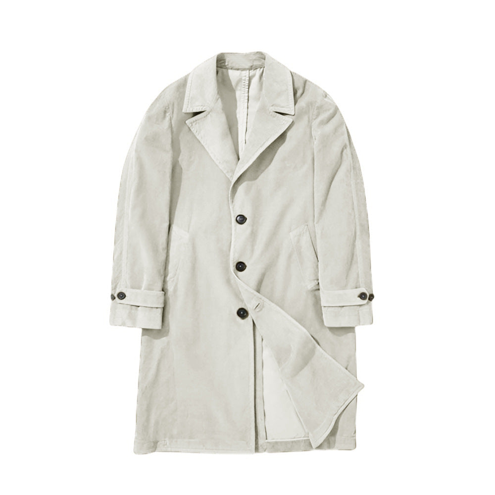 Men's lightweight long trench coat with lapel collar and applied side pockets Mune Fashion
