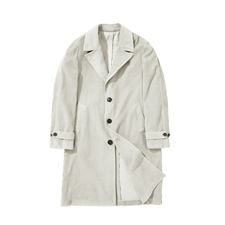 Men's lightweight long trench coat with lapel collar and applied side pockets Mune Fashion