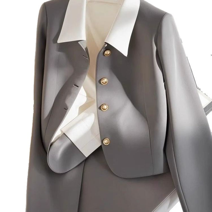 Women Elegant Blazer with Gold Buttons Mune Fashion