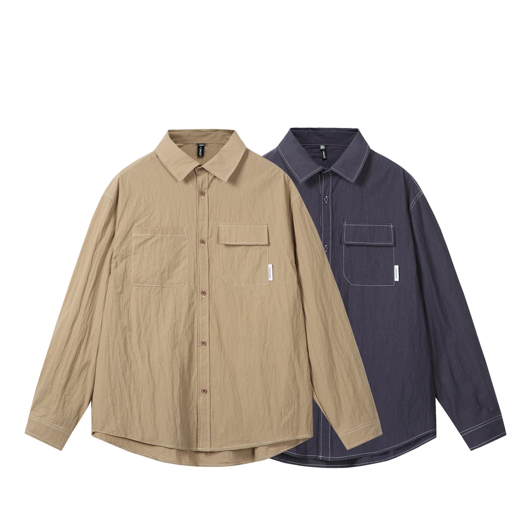 Unisex Oversize Shirt Jacket with prominent contrast stitching and patch chest pockets Mune Fashion