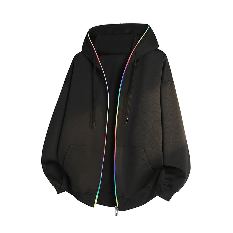 Unisex Oversize Hoodie Jacket with Rainbow Zipper & Kangaroo Pockets Mune Fashion