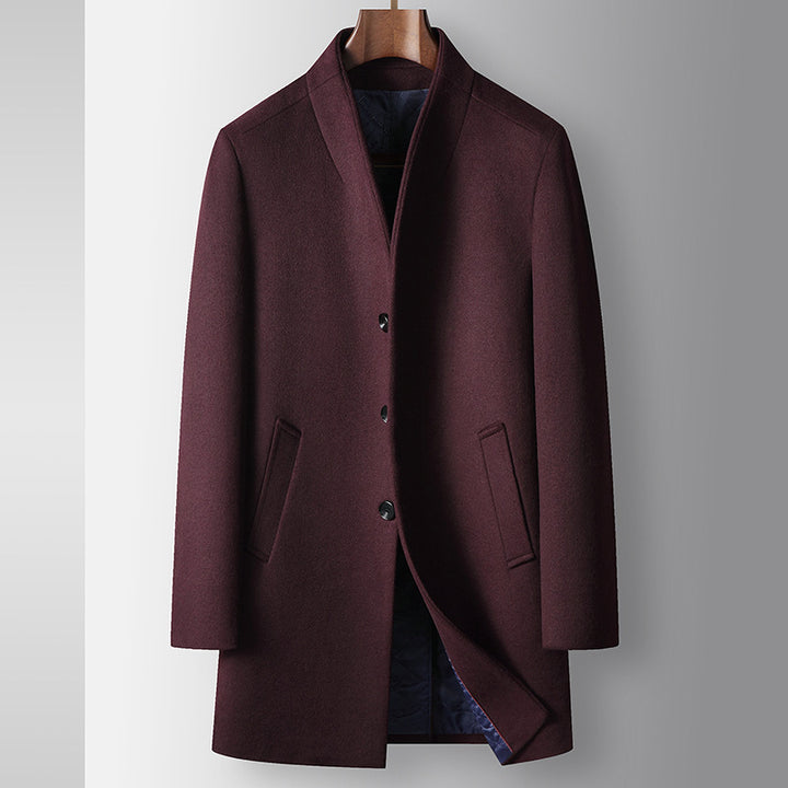 Men's coat made of wool blend with stand-up collar and light thermal lining Mune Fashion