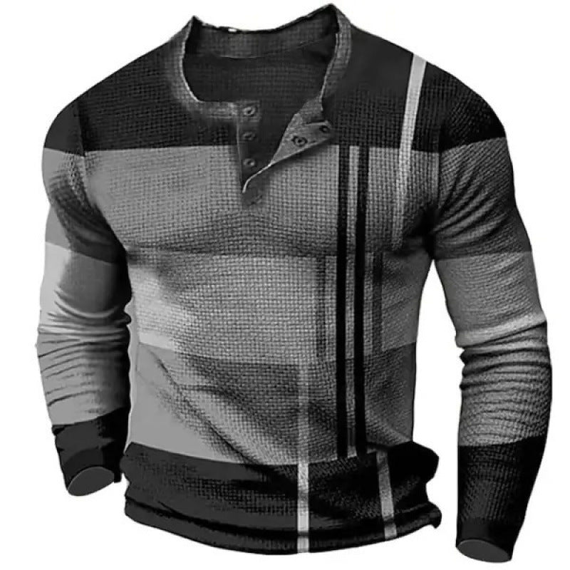 Men's sporty long-sleeve shirt with button placket Mune Fashion