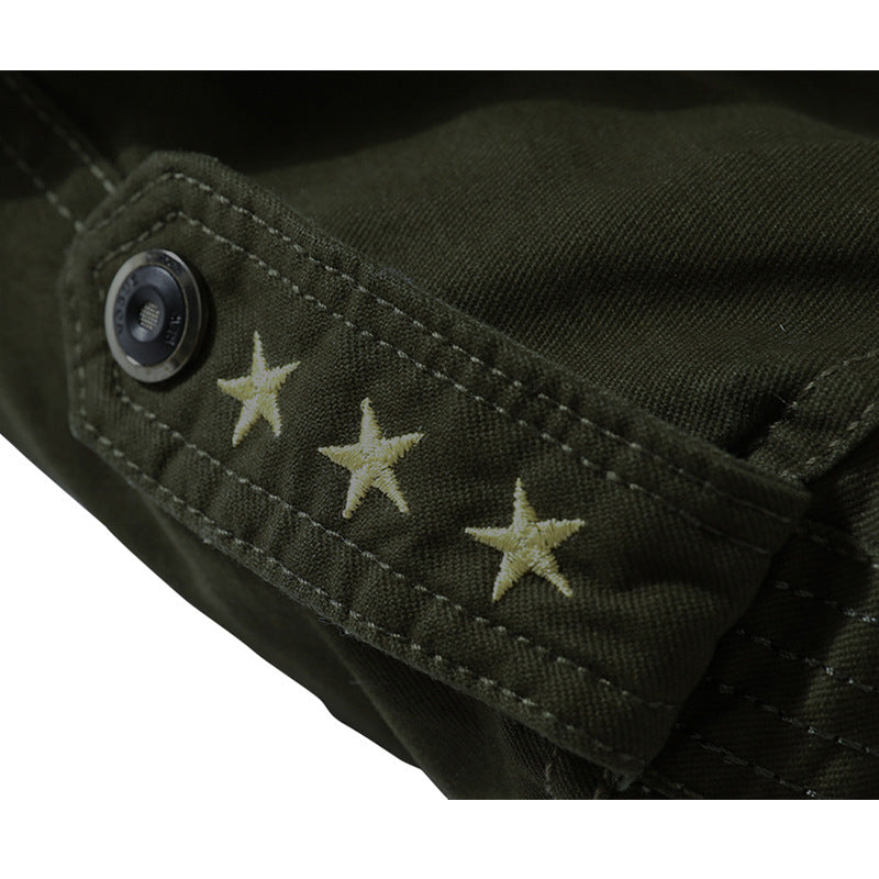 Men's Canvas Flight Jacket with warming fleece lining, shoulder epaulettes, and multifunction pockets Mune Fashion