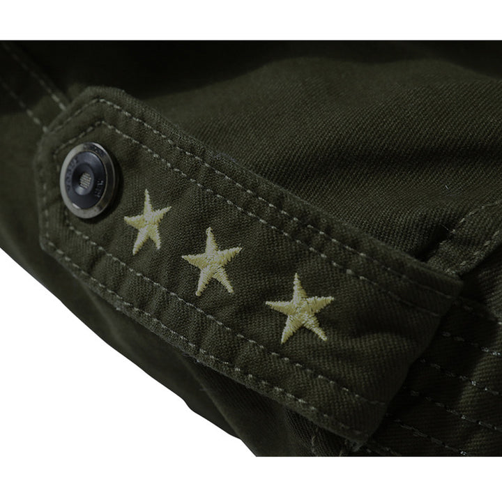 Men's Canvas Flight Jacket with warming fleece lining, shoulder epaulettes, and multifunction pockets Mune Fashion