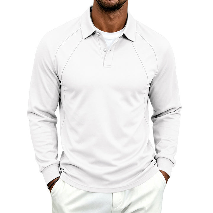 Men's long sleeve polo made of fine cotton blend with raglan seams and ribbed cuffs Mune Fashion