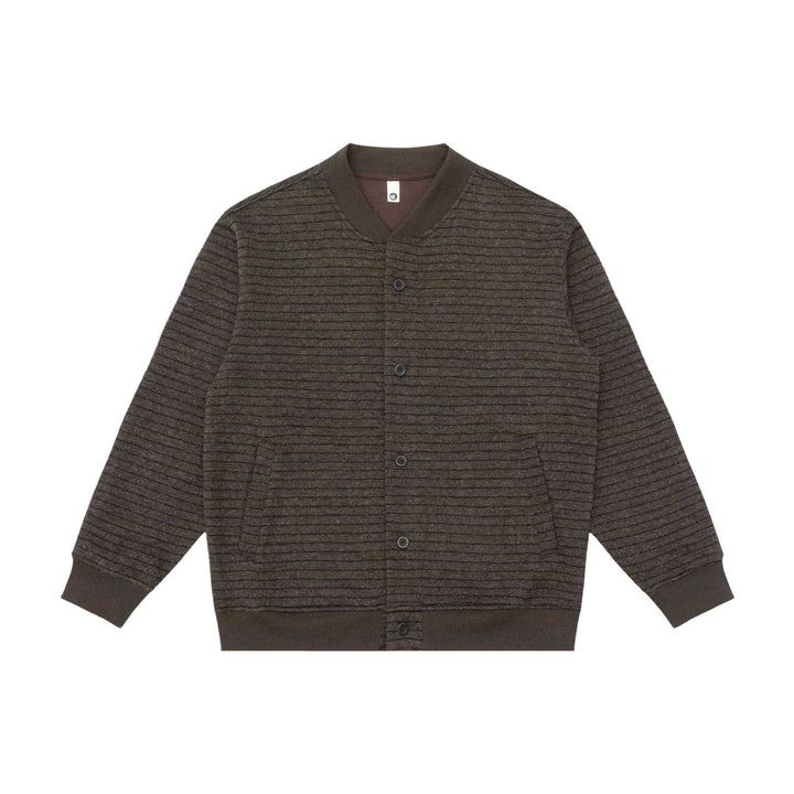 Men Striped Knit Cardigan Jacket with V-Neck and Ribbed Cuffs Mune Fashion