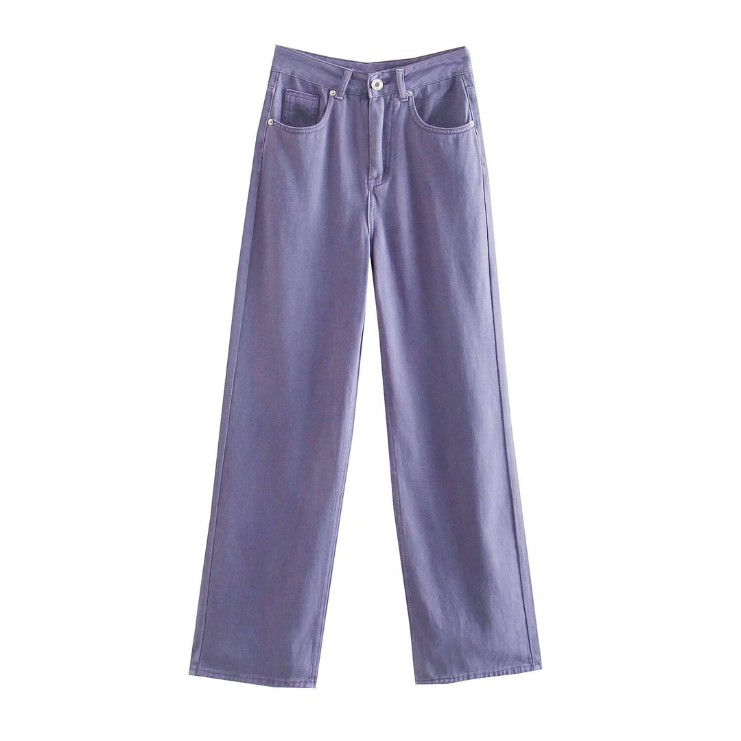 Women's high-waisted wide-cut jeans with wide leg, high waist and raw hem Mune Fashion