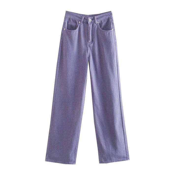 Women's high-waisted wide-cut jeans with wide leg, high waist and raw hem Mune Fashion