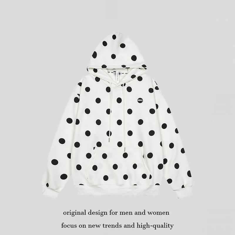 Women’s Oversize Hoodie with Polka Dot Allover and Kangaroo Pocket Mune Fashion