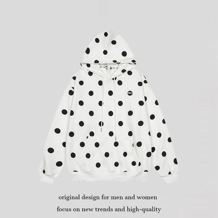 Women’s Oversize Hoodie with Polka Dot Allover and Kangaroo Pocket Mune Fashion