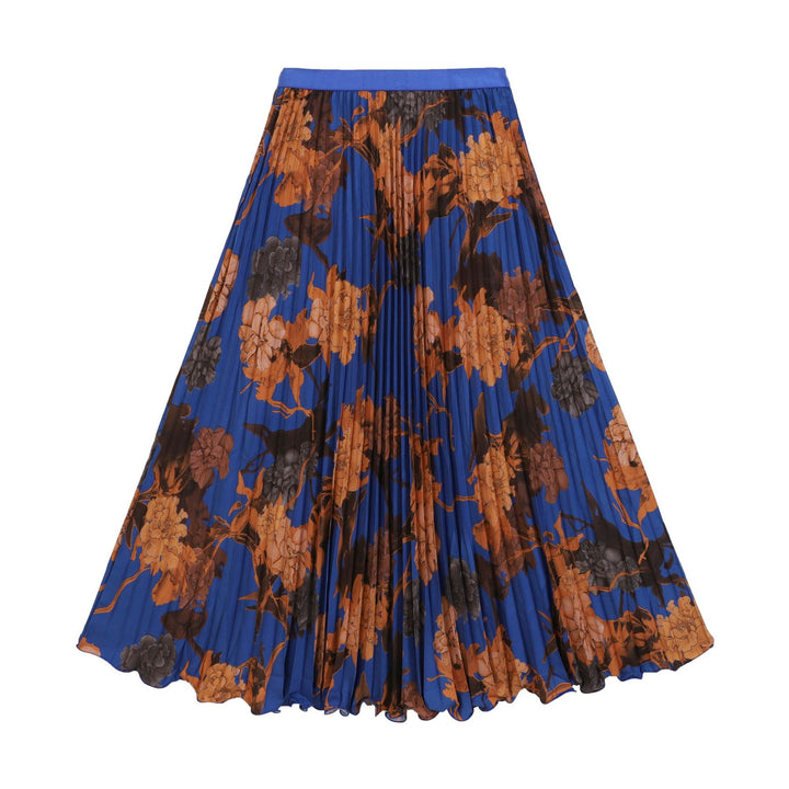 Women's pleated circle midi skirt in retro polka dot design with elastic comfort waistband Mune Fashion