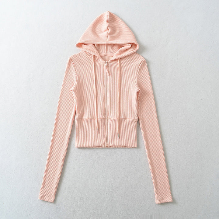 Women's Ribbed Lounge Set with Hooded Jacket and Wrap Waist Pants Mune Fashion