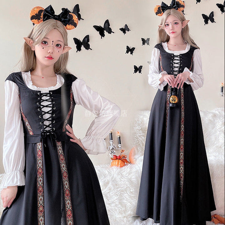 Ladies Enchanting Costume Dress with Elegant Lacing and Romantic Details Mune Fashion