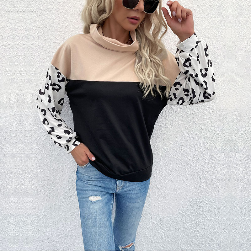 Women's Oversized Sweater with Shawl Collar, Colourblock and Balloon Sleeves Mune Fashion