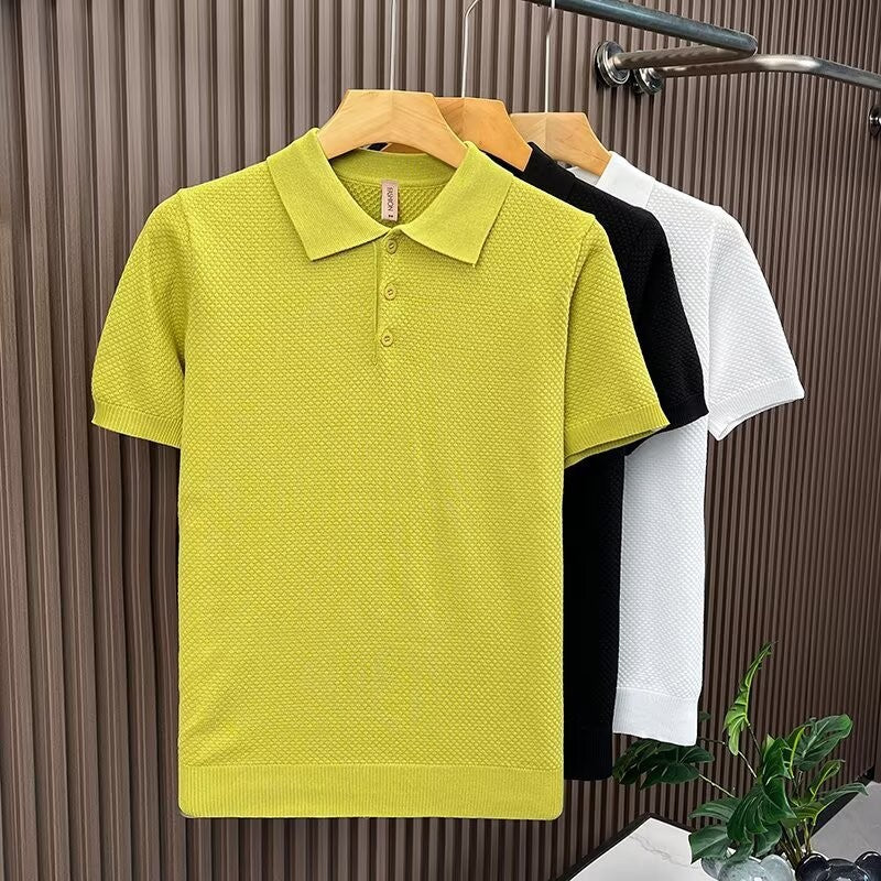 Men's Stylish Short-Sleeve Polo Shirt with Texture Mune Fashion