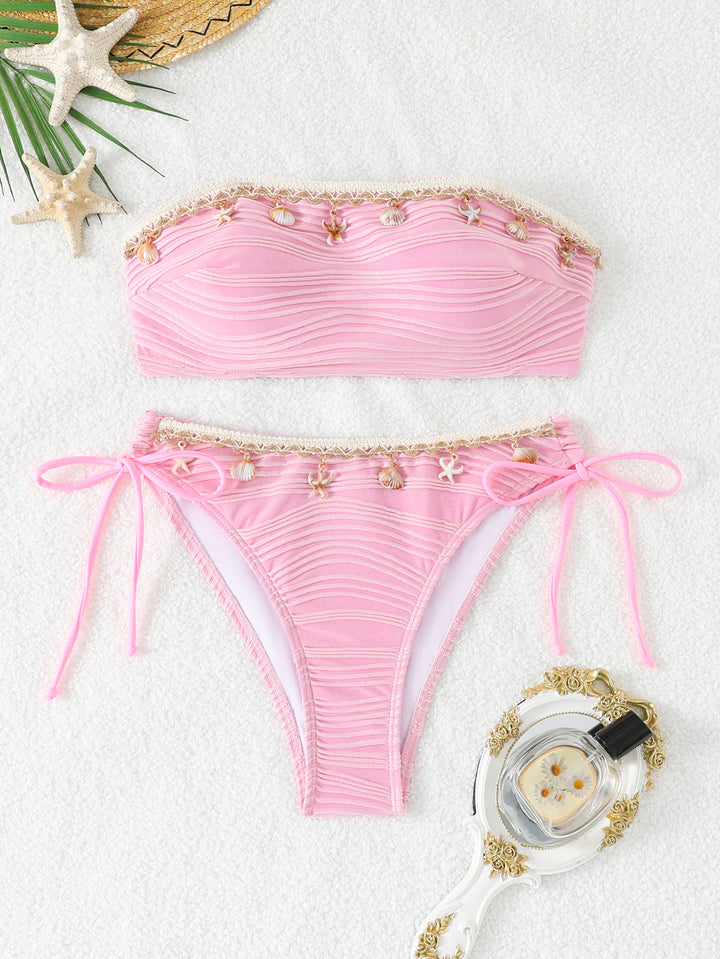Women Bandeau Bikini with unique shell embellishment Mune Fashion