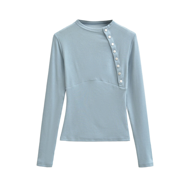 Women Fitted Long Sleeve with Asymmetrical Snap Placket Mune Fashion