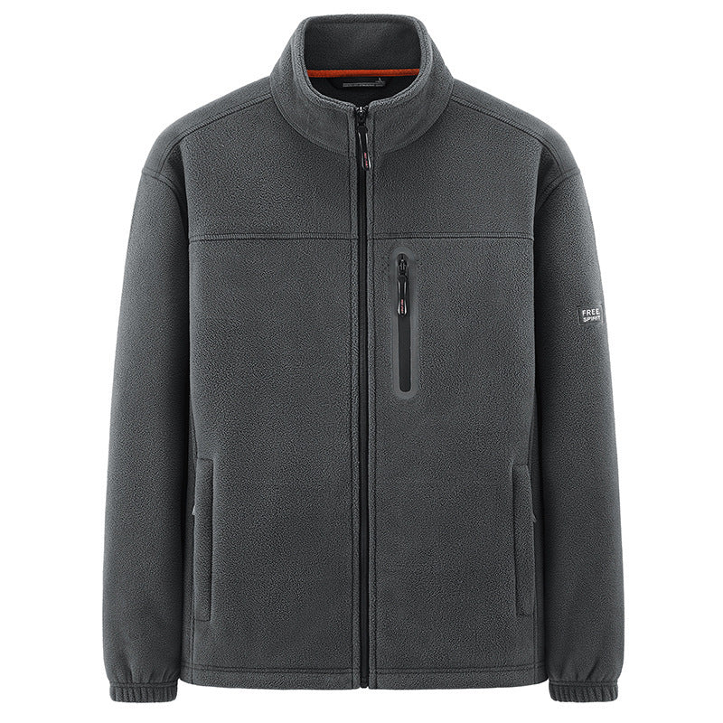 Men's Insulating Microfleece Functional Jacket with Waterproof Chest Pocket and Stand Collar Mune Fashion