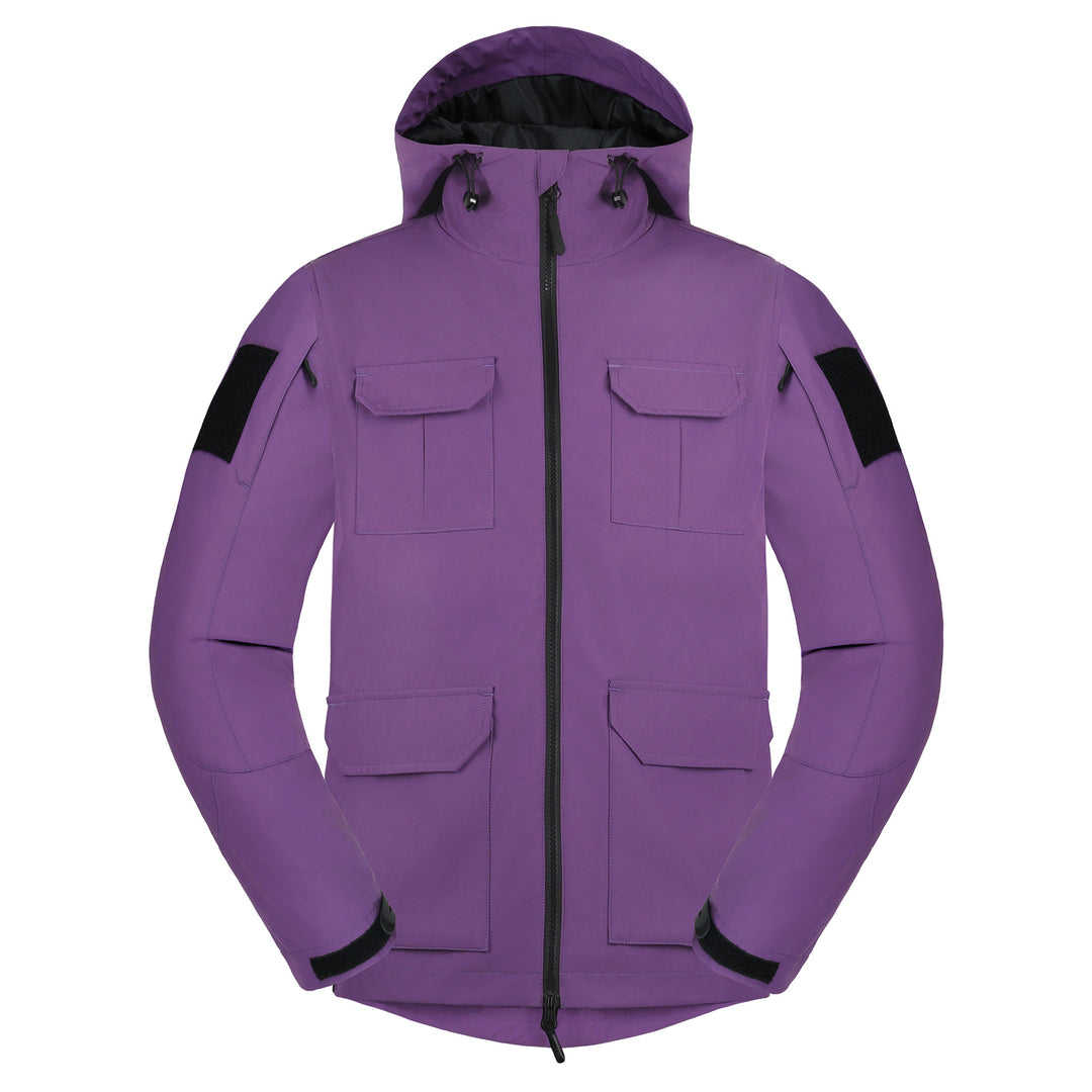 Men's  weatherproof hooded utility parka with flap chest pockets and sleeve patch panels Mune Fashion