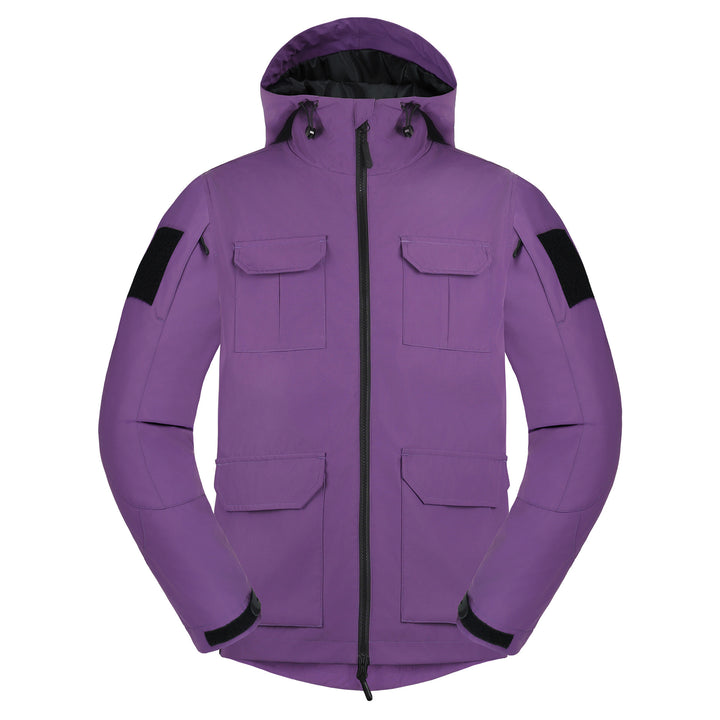 Men's  weatherproof hooded utility parka with flap chest pockets and sleeve patch panels Mune Fashion