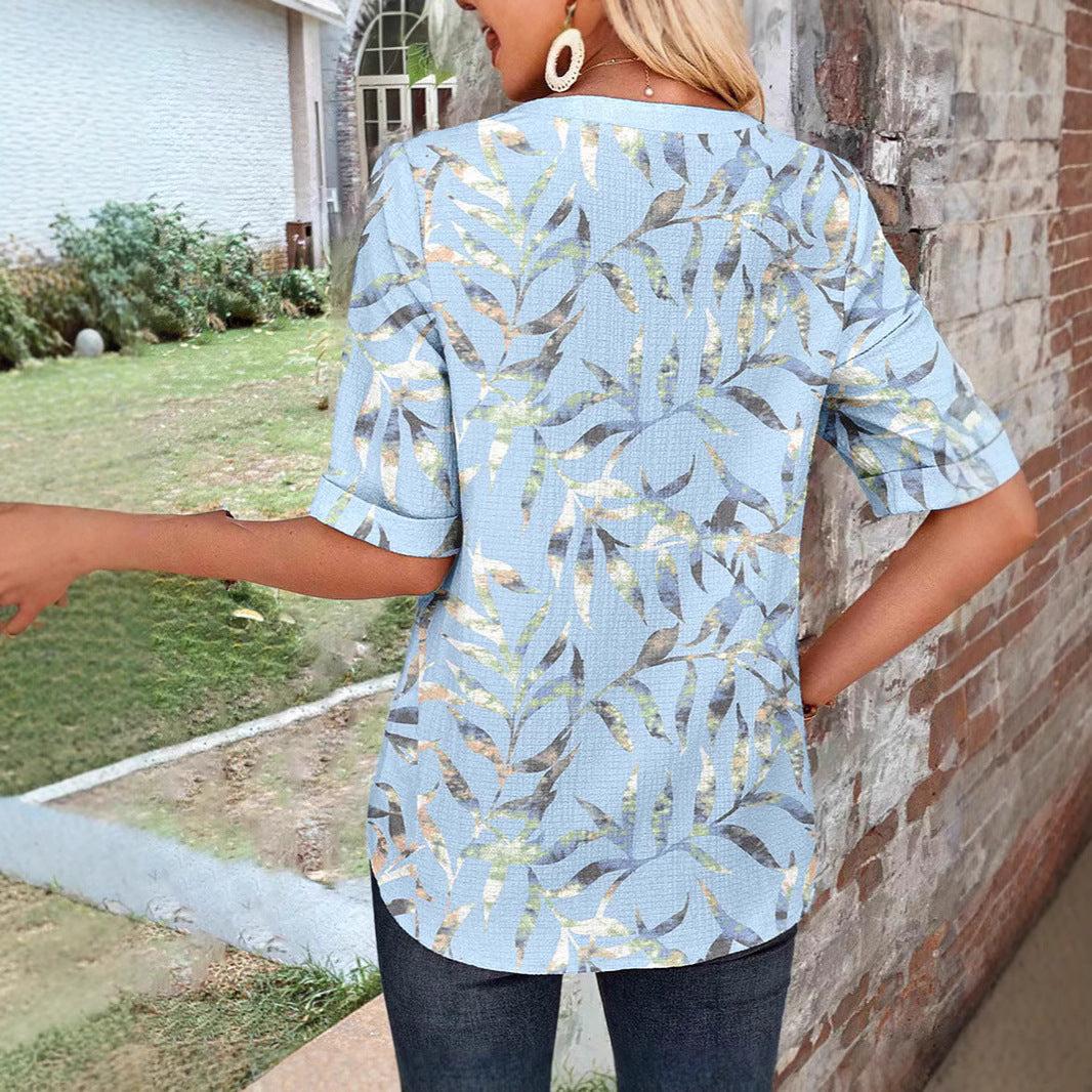 Women's lightweight structured tunic blouse with Henley neckline and patch breast pockets Mune Fashion