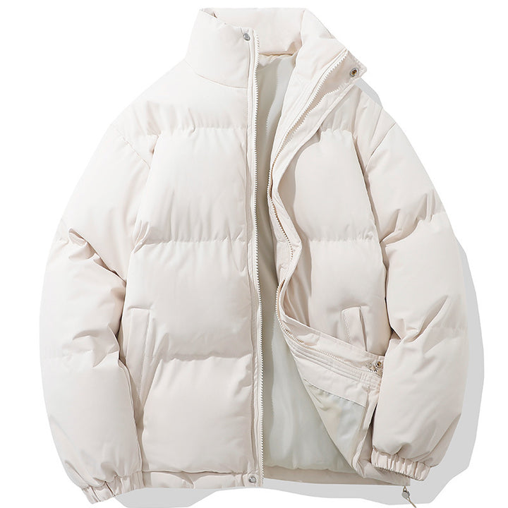 Men's warming puffer jacket with high stand-up collar, concealed two-way zipper and elastic cuffs Mune Fashion
