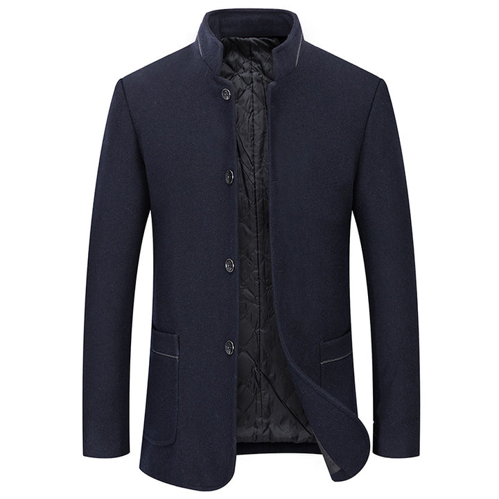 Men's short coat made of wool blend with stand-up collar and quilted thermal lining Mune Fashion