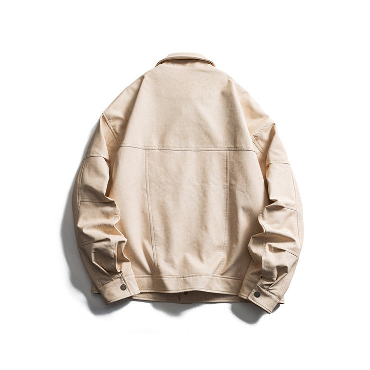 Men's short-cut canvas trucker with velour look, flap pockets and press stud placket Mune Fashion