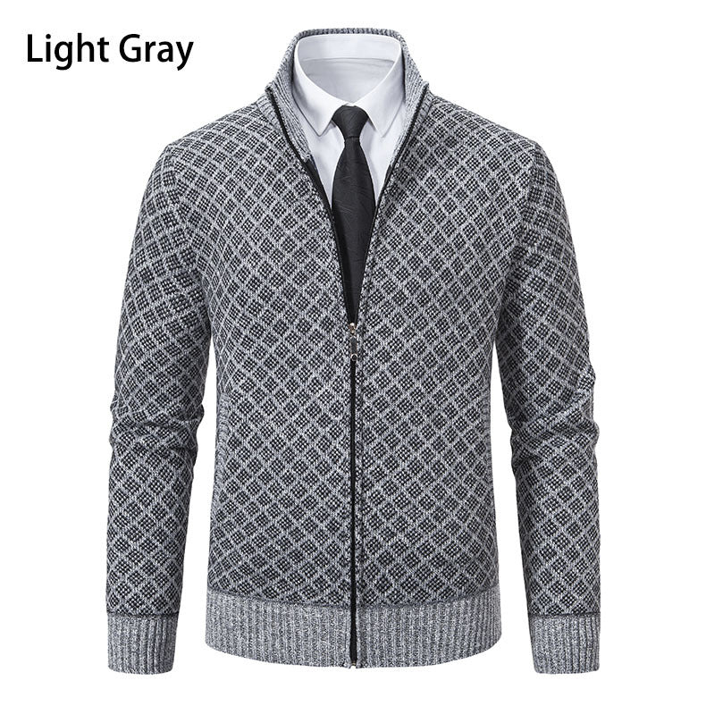 Men's patterned cardigan with stand collar and full zip Mune Fashion
