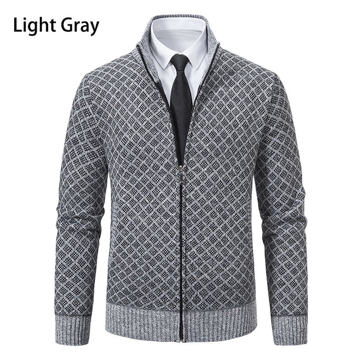 Men's patterned cardigan with stand collar and full zip Mune Fashion