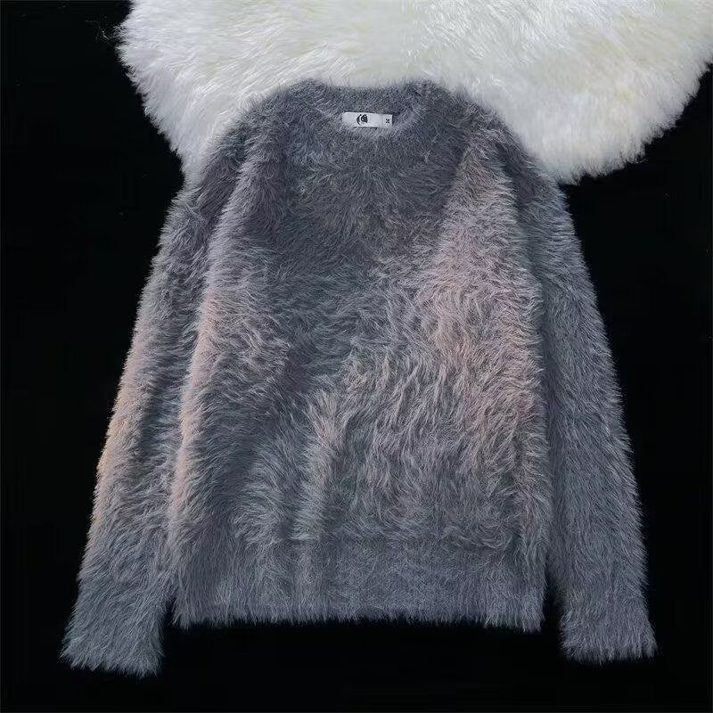 Women Soft Chunky Knit Sweater with Round Neckline Mune Fashion