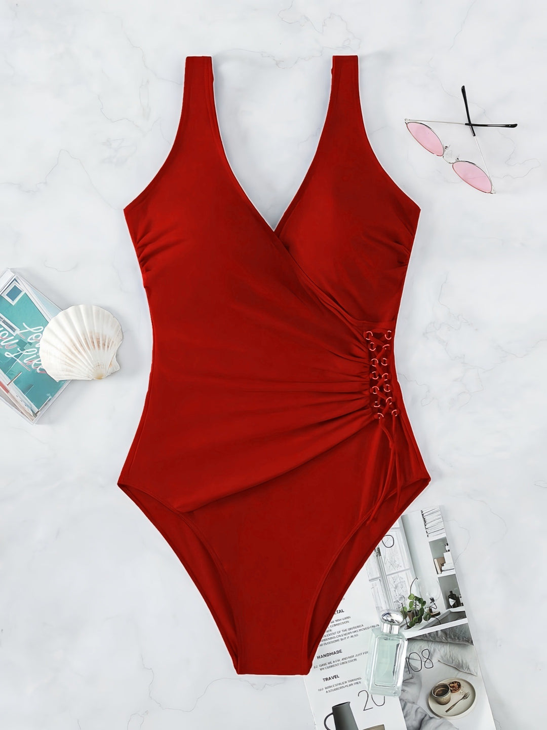 Women's One-Piece Swimsuit with Elegant Wrap Design Mune Fashion