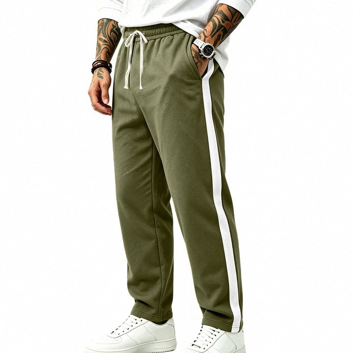 Men's Athletic Jogging Pants with Contrast Stripes, Elastic Waistband and Straight Leg Mune Fashion