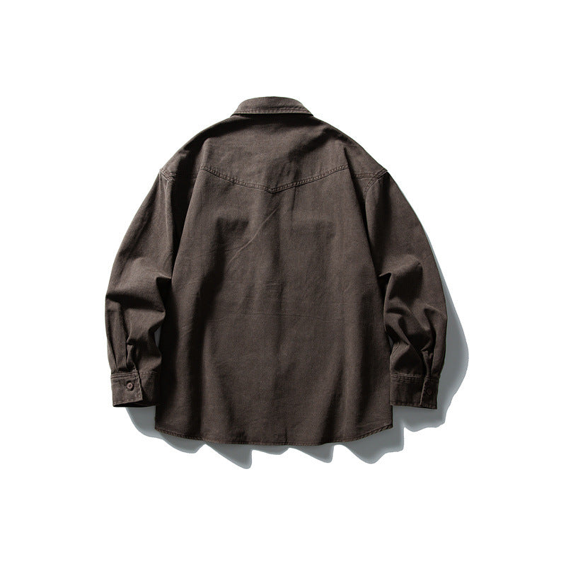 Unisex Oversize Cotton Denim Shirt Jacket with Patch Chest Pockets and Curved Hem Mune Fashion