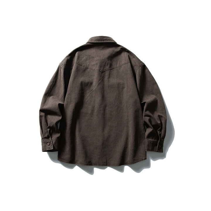 Unisex Oversize Cotton Denim Shirt Jacket with Patch Chest Pockets and Curved Hem Mune Fashion