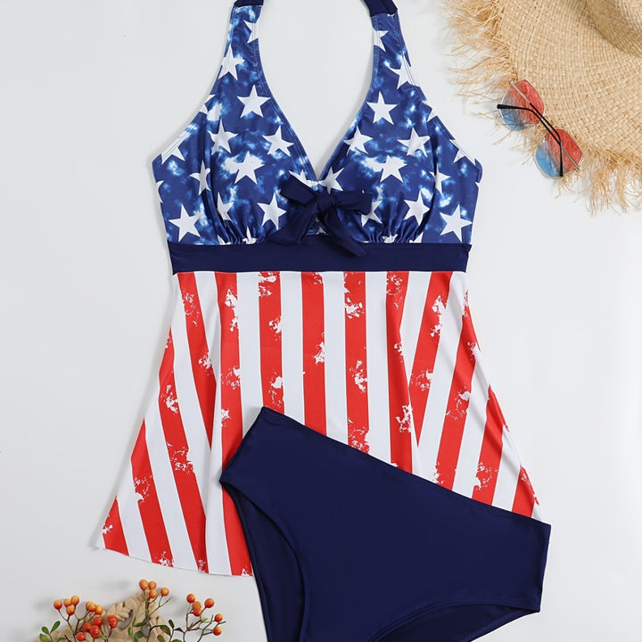 Women's swimsuit with fashionable star and stripe pattern Mune Fashion