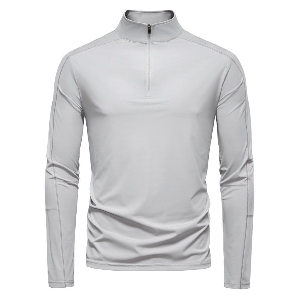 Men's functional long sleeve shirt with stand-up collar and half zipper Mune Fashion