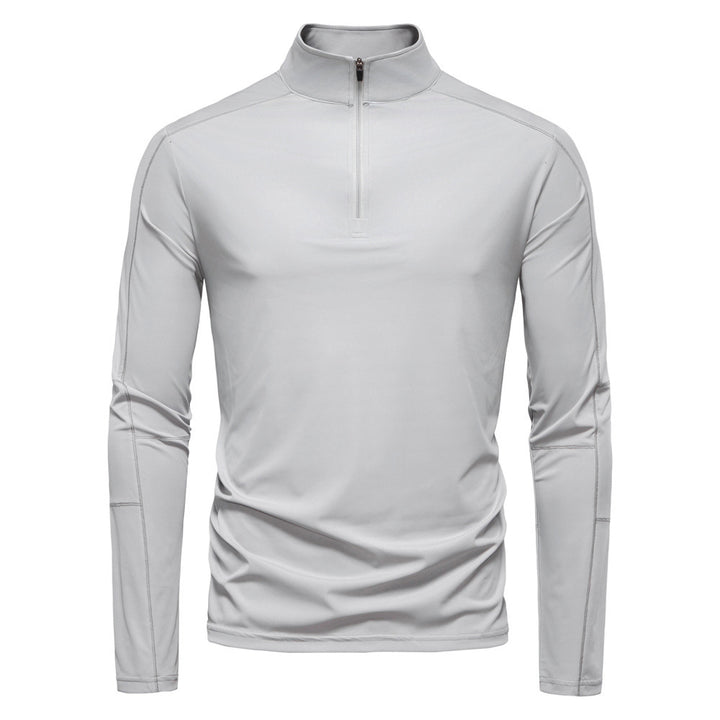 Men's functional long sleeve shirt with stand-up collar and half zipper Mune Fashion