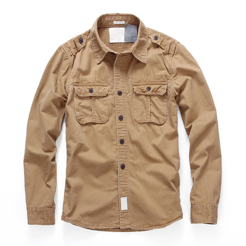 Men's Cotton Field Shirt with Chest Pockets and Shoulder Epaulettes Mune Fashion