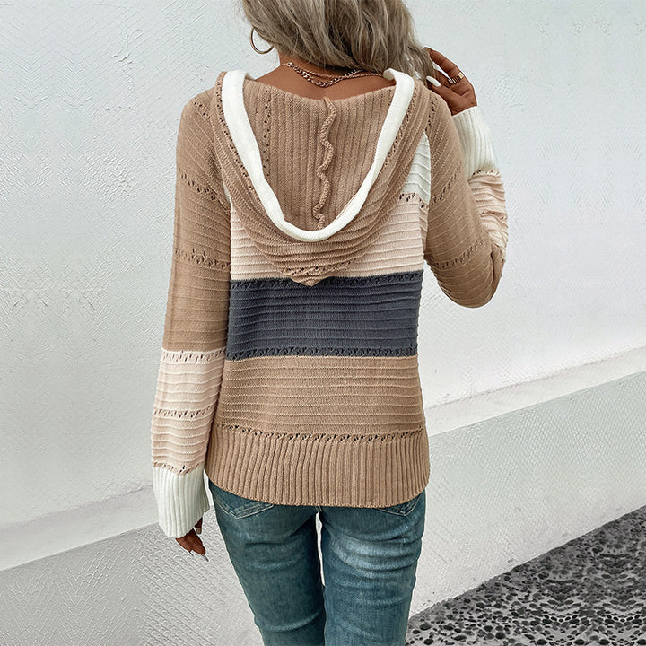Women Casual Knitted Sweater with Hood Mune Fashion