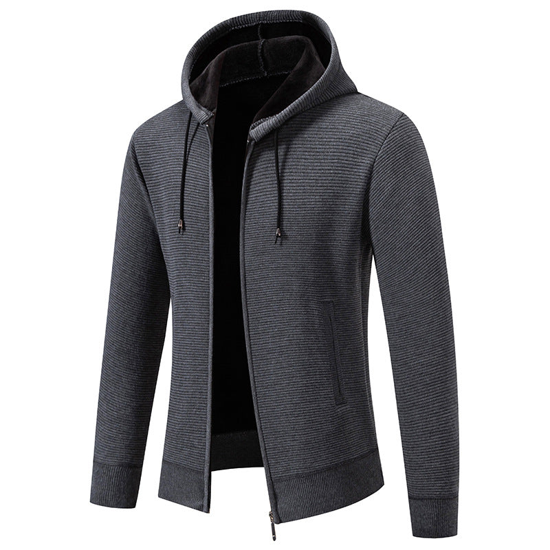 Men's structured zip-up cardigan with lined hood and soft teddy inner lining Mune Fashion