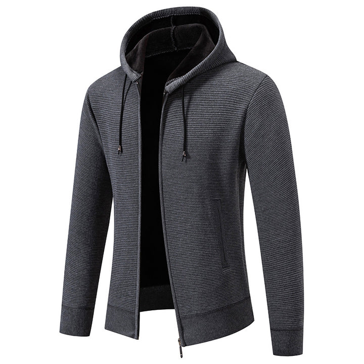 Men's structured zip-up cardigan with lined hood and soft teddy inner lining Mune Fashion