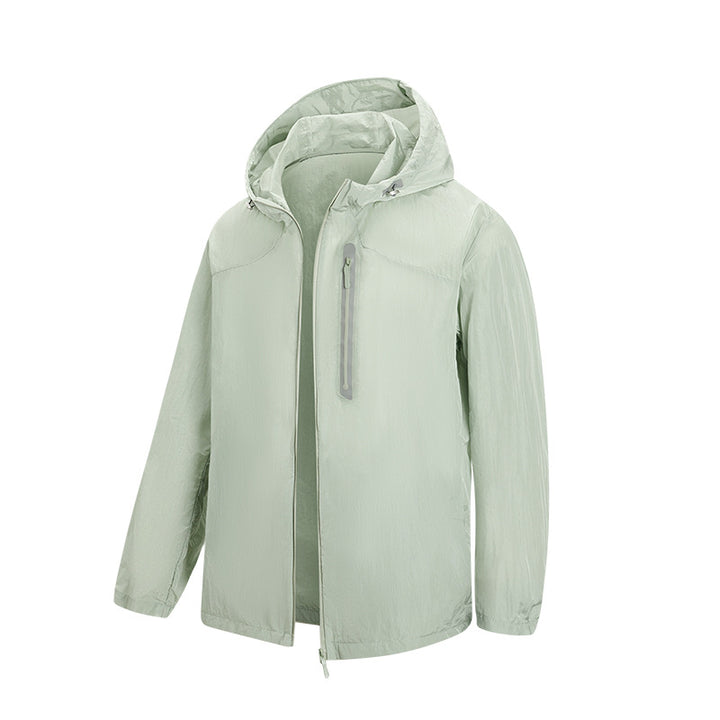 Men's Ultralight Packable Rain and Wind Jacket with Hood, Hidden Chest Pocket, and Water-Repellent Shell Mune Fashion