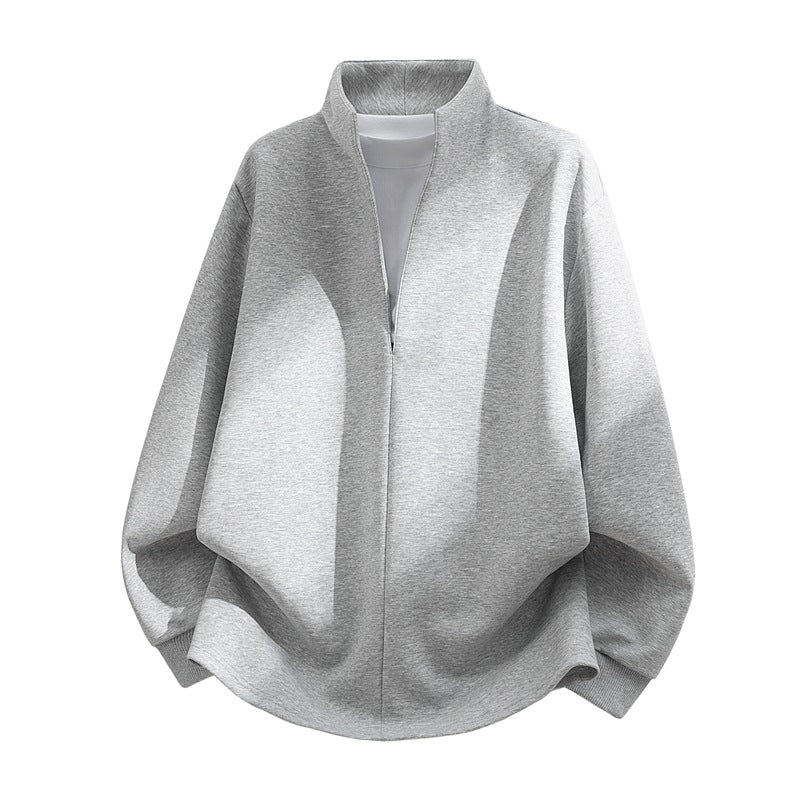 Unisex Oversize Sweatshirt with standing collar, half opening and rounded hem Mune Fashion