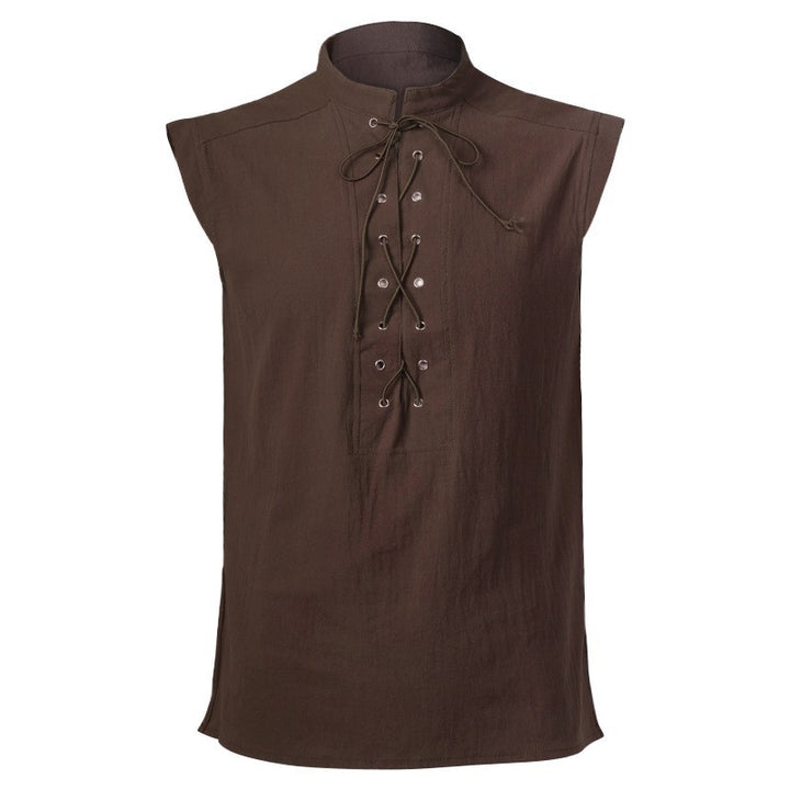 Unisex sleeveless lacing vest in historic LARP design with hidden zipper and metal eyelets Mune Fashion