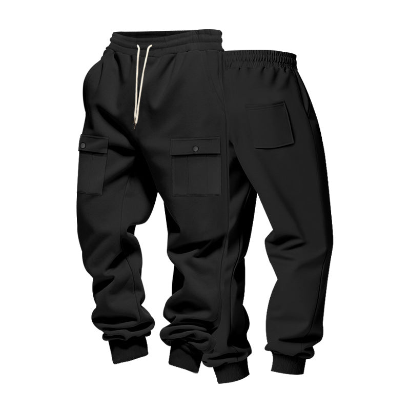 Men's cargo joggers with flap pockets, drawstring waistband, and ribbed ankle cuffs Mune Fashion
