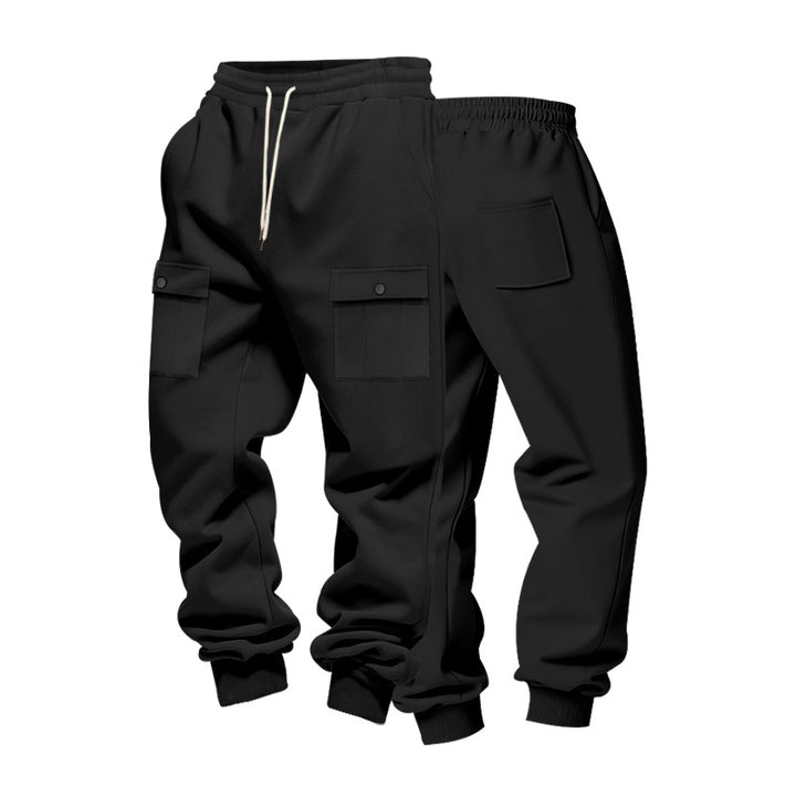 Men's cargo joggers with flap pockets, drawstring waistband, and ribbed ankle cuffs Mune Fashion